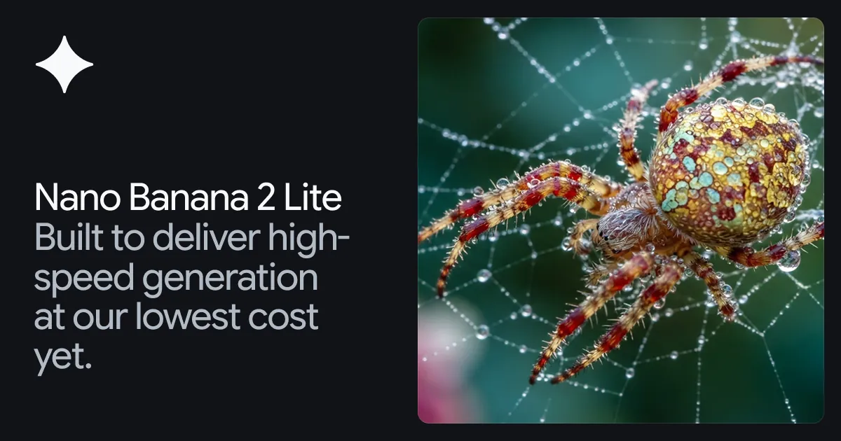 GoogleのNano Banana 2 Lite、1,000枚0.034ドル・4秒で画像生成