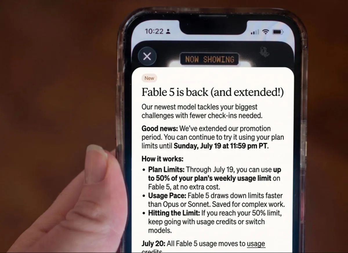 Anthropic extends free Fable 5 access to July 19, its second extension in a week