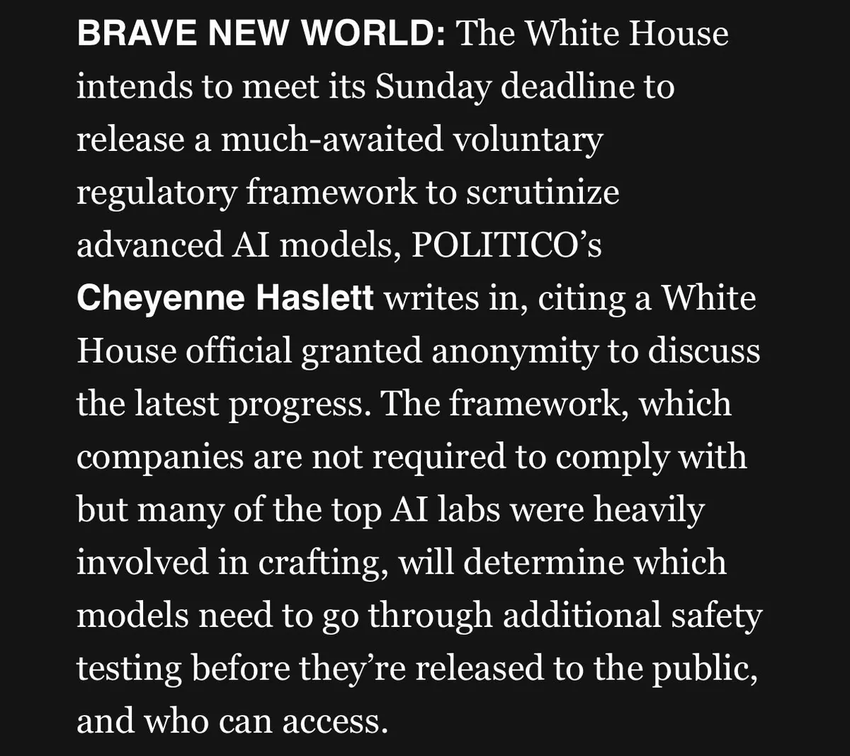 White House finishes classified-by-default AI evaluation framework, publishes nothing
